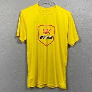 Sportskind Yellow Black Red Short Sleeve Active Shirt Men's Size Medium